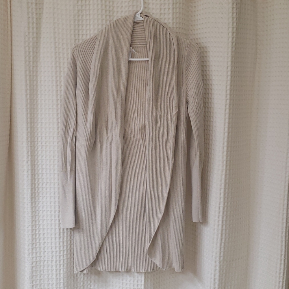 LEITH Oatmeal Ribbed Cardigan